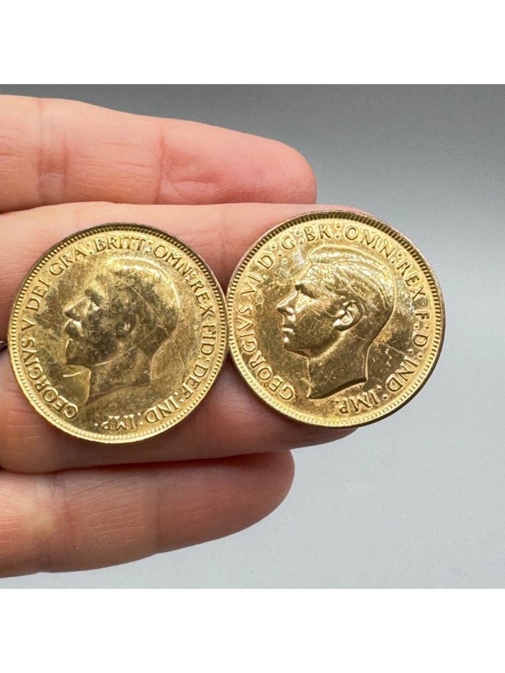 Vintage British Large Penny Cufflinks 12k GF Findings Unique Coin Money 30mm